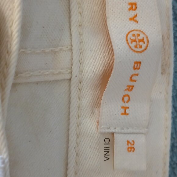 Tory Burch Cream Jeans with Embroidered Accents Size 26 - Picture 11 of 12